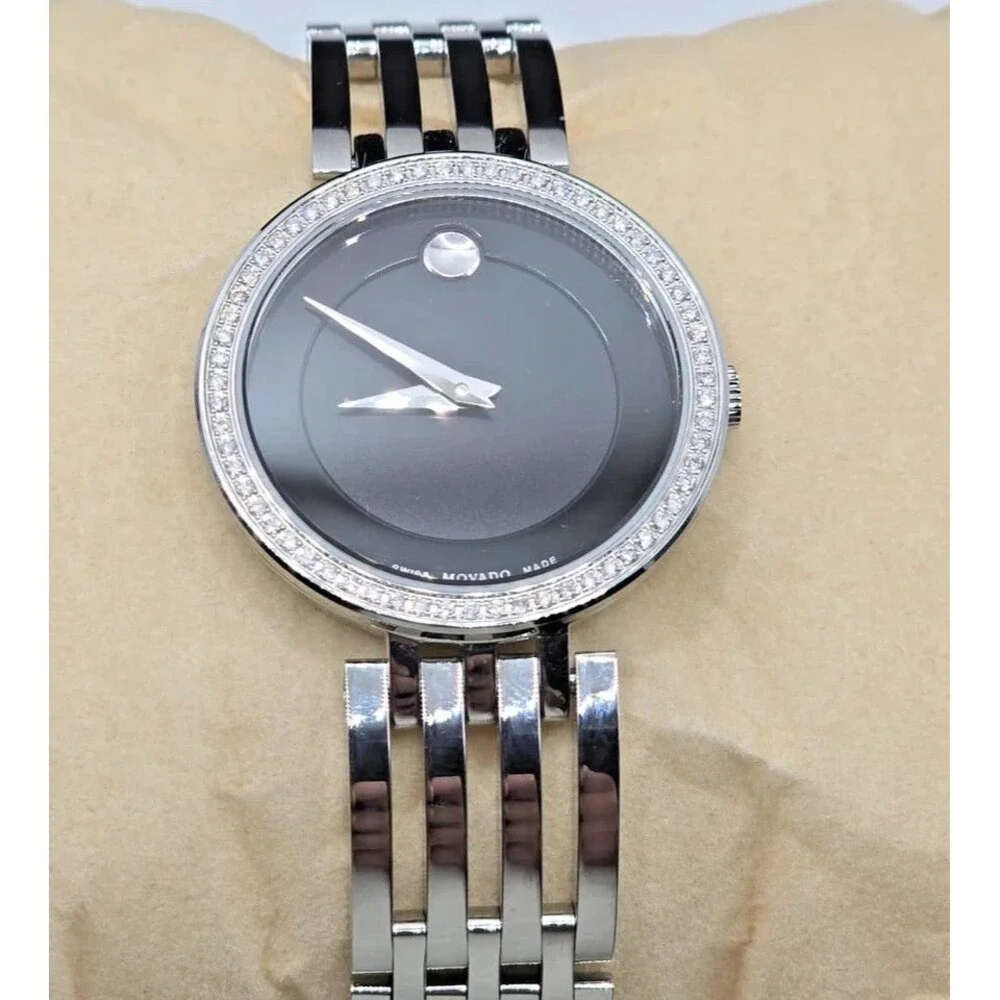 Movado Esperanza Black Dial Womens Watch 607052 Stainless Steel Swiss Quartz